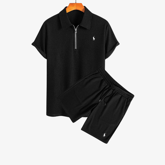 OUTLET™ Freizeit-Set mit Reißverschluss-Poloshirt & Shorts