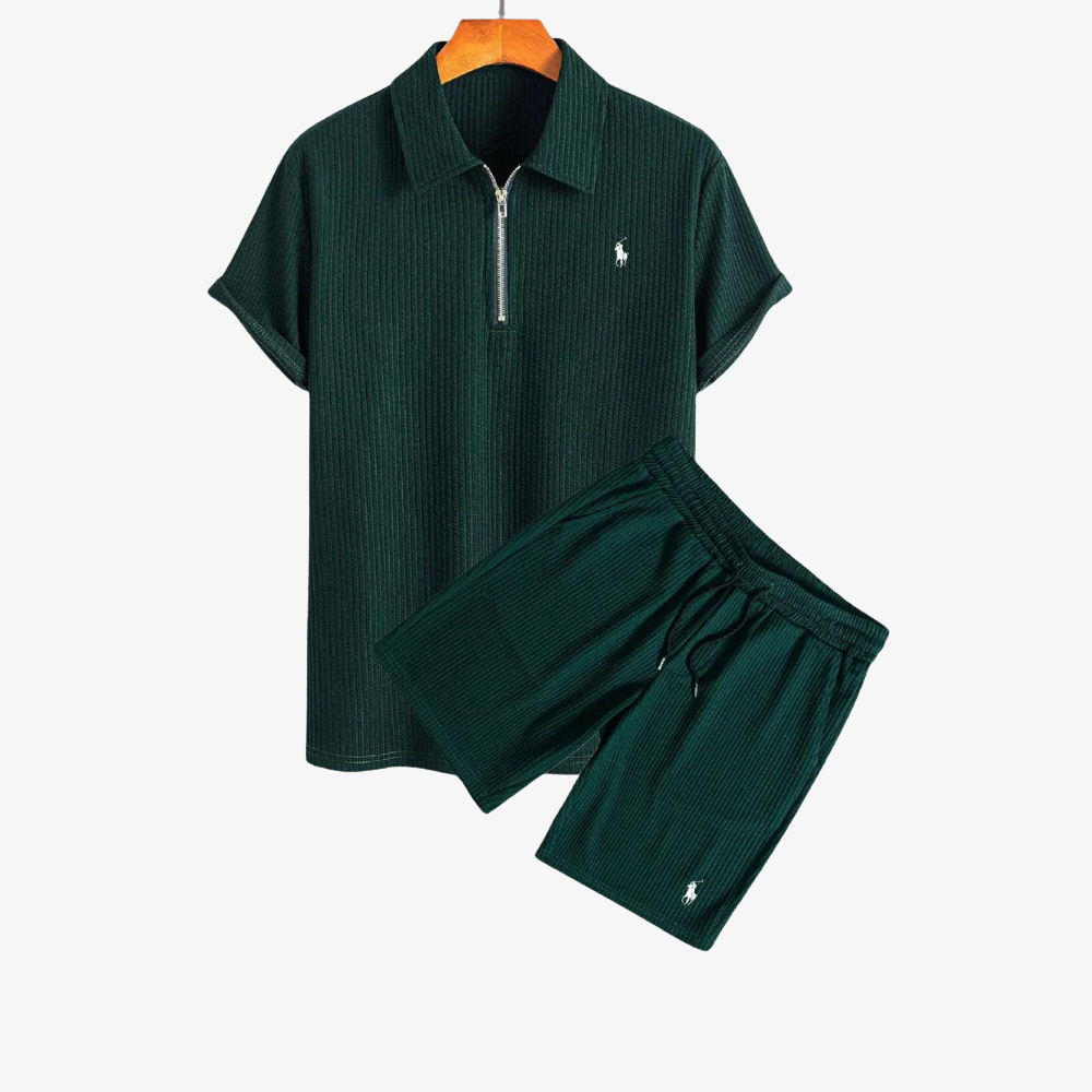 OUTLET™ Freizeit-Set mit Reißverschluss-Poloshirt & Shorts