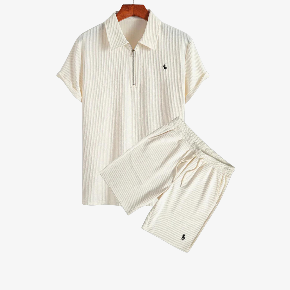 OUTLET™ Freizeit-Set mit Reißverschluss-Poloshirt & Shorts